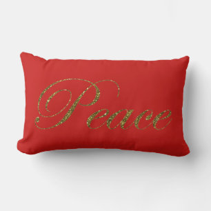 Red and Gold Peace Christmas Pillow Lendenkissen