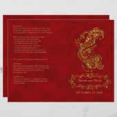 Red and Gold Peacock Hindu Wedding Program (Vorne/Hinten)