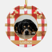 Red and Gold Plaid Round Pet Ornament (Vorne)