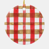 Red and Gold Plaid Round Pet Ornament (Hinten)
