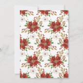 Red and Gold Poinsettia Unicorn Face Birthday Einladung (Rückseite)