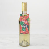 Red and Gold Poinsettias Christmas Floral Flaschenanhänger (Auf Flasche)