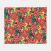Red and Gold Poinsettias Weihnachten Fleecedecke (Vorderseite (Horizontal))