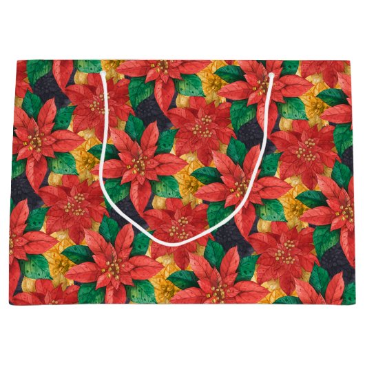 Red and Gold Poinsettias Weihnachten Große Geschenktüte (Vorderseite)