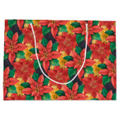 Red and Gold Poinsettias Weihnachten Große Geschenktüte (Rückseite)