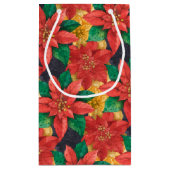 Red and Gold Poinsettias Weihnachten Kleine Geschenktüte (Rückseite)