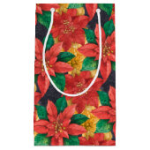 Red and Gold Poinsettias Weihnachten Kleine Geschenktüte (Vorderseite)