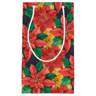 Red and Gold Poinsettias Weihnachten Kleine Geschenktüte