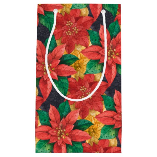 Red and Gold Poinsettias Weihnachten Kleine Geschenktüte (Vorderseite)