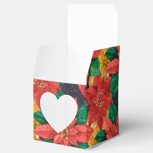 Red and Gold Poinsettias Weihnachtsfeiertag Geschenkschachtel (Geöffnet)