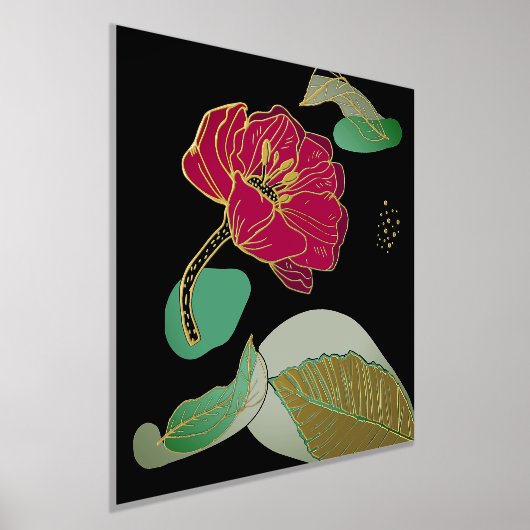 Red and Gold Poppy Abstrakt Foliendrucke (Ablage )