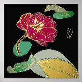 Red and Gold Poppy Abstrakt Foliendrucke (Vorderseite)