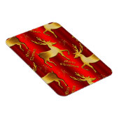 Red and Gold Rentier Frohe Weihnachten Magnet (Rechte Seite)