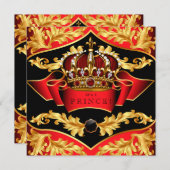 Red and Gold Royal Baby Dusche Einladung (Vorne/Hinten)