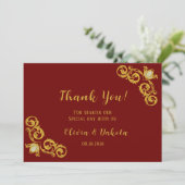 Red and Gold Royal Wedding Danke Cards Einladung (Stehend Vorderseite)