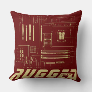 Red and gold RUGGED GEEK Hauptplatine Tech Kissen