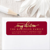 Red and Gold Script Christmas Return Address (Insitu)