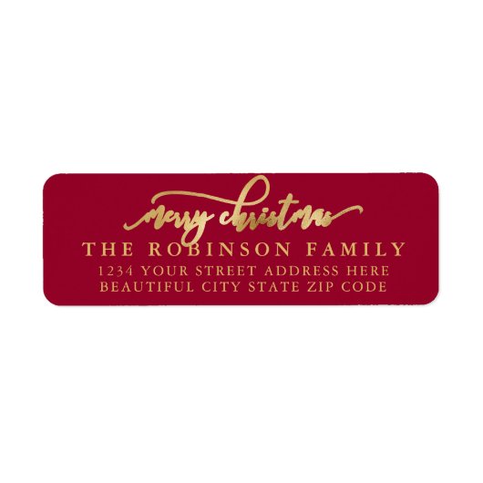 Red and Gold Script Christmas Return Address (Vorne)