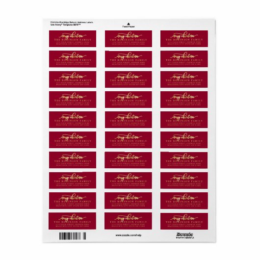 Red and Gold Script Christmas Return Address (Vorne)