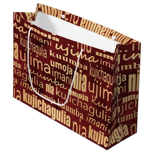 Red and Gold Seven Principles Große Geschenktüte (Vorderseite Schrägansicht)