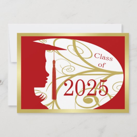 Red and Gold Silhouette 2025 Card Einladung (Vorderseite)