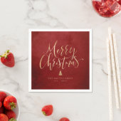 Red and Gold Simple Calligraphy Frohe Weihnachten Serviette (Beispiel)
