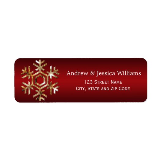 Red and Gold Snowflake Address Labels (Vorne)