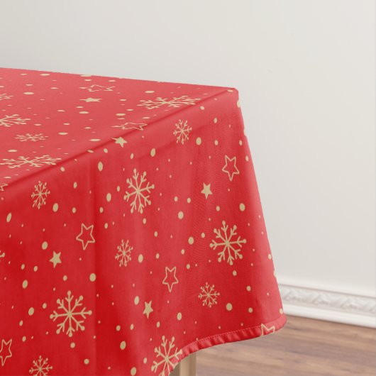Red and Gold Snowflake Tableclout Tischdecke (Beispiel)