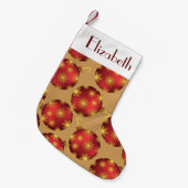 Red and Gold Snowflakes Christmas Baubles Monogram Kleiner Weihnachtsstrumpf (Vorderansicht (hängend))