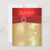 Red and Gold Snowflakes Wedding RSVP Card (Vorderseite)