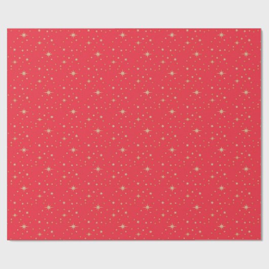 Red and Gold Star Geschenkpapier (Flach)