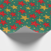 Red and Gold Star Weihnachtswrapping Paper Geschenkpapier (Ecke)