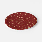 Red and Gold Stars Graduierungsparty Pappteller (Schrägansicht)