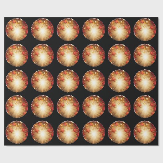 Red And Gold Stars With Bright Energy Burst Geschenkpapier (Flach)