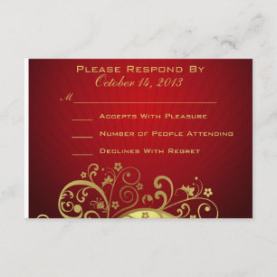 Red and Gold Swirl Repair Card RSVP Karte