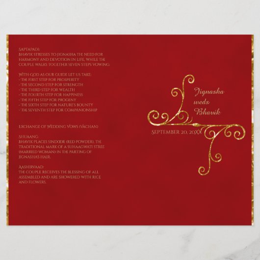 Red and Gold Tassel Hindu Wedding Program (Vorderseite)