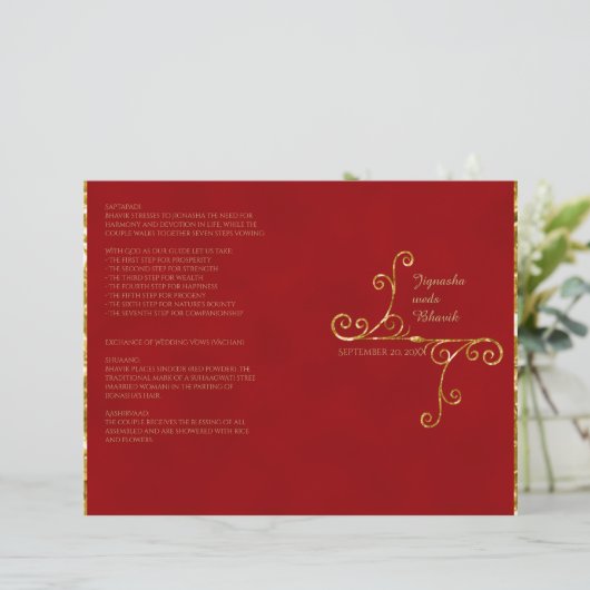 Red and Gold Tassel Hindu Wedding Program (Stehend Vorderseite)