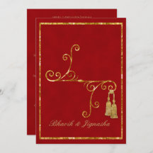 Red and Gold Tassel Indian Wedding Einladung