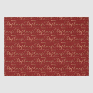 Red and Gold Typografie Script Frohe Weihnachten Seidenpapier