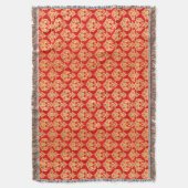 Red and Gold Vintag Damask Muster Decke (Vorderseite Vertikal)
