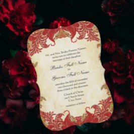 Red and Gold Vintag Paisley Wedding Einladung