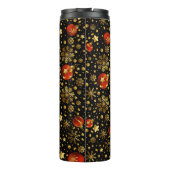 Red and Gold Weihnachtsschmuck Muster Thermosbecher (Rückseite)