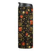 Red and Gold Weihnachtsschmuck Muster Thermosbecher (Nach rechts gedreht)