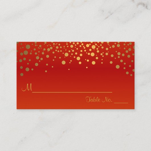 Red and Gold Zickzack und Confetti Dots 2 Platzkarte (Vorderseite)