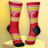 Red and Golden Yellow Sport Jersey - Name Number Socken