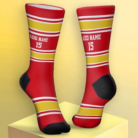 Red and Golden Yellow Sport Jersey - Name Number Socken