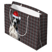 Red and Grau Kariert Great Dane Hund Lover Holiday Große Geschenktüte (Rückseite Schrägansicht)
