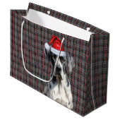 Red and Grau Kariert Great Dane Hund Lover Holiday Große Geschenktüte (Vorderseite Schrägansicht)