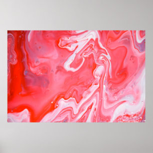 Red and gray abstract painting poster