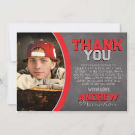 Red and Gray Chalkboard Abschluss Danke Karte